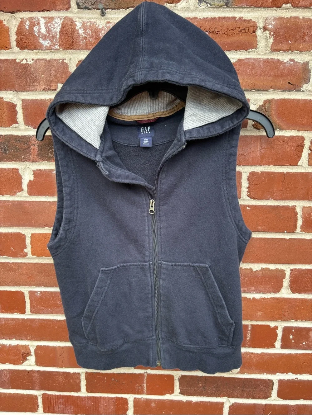 GAP Kids Navy Sleeveless Zip Hoodie Vest